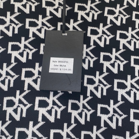 NWT! Black and White DKNY Logo Sweater Dress - Size Large - Picture 3 of 5